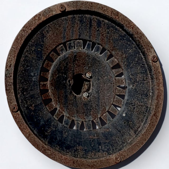 Black 1960s Vintage Sundial Inspired Victorian Art Nouveau Style Cast Iron Patio Umbrella Stand For Sale - Image 8 of 8