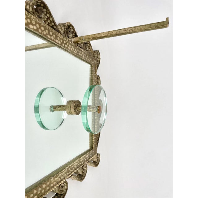 Iron Mirror Glass Coat Rack Stand by Pier Luigi Colli for Cristal Art, Italy, 1950s For Sale - Image 8 of 13
