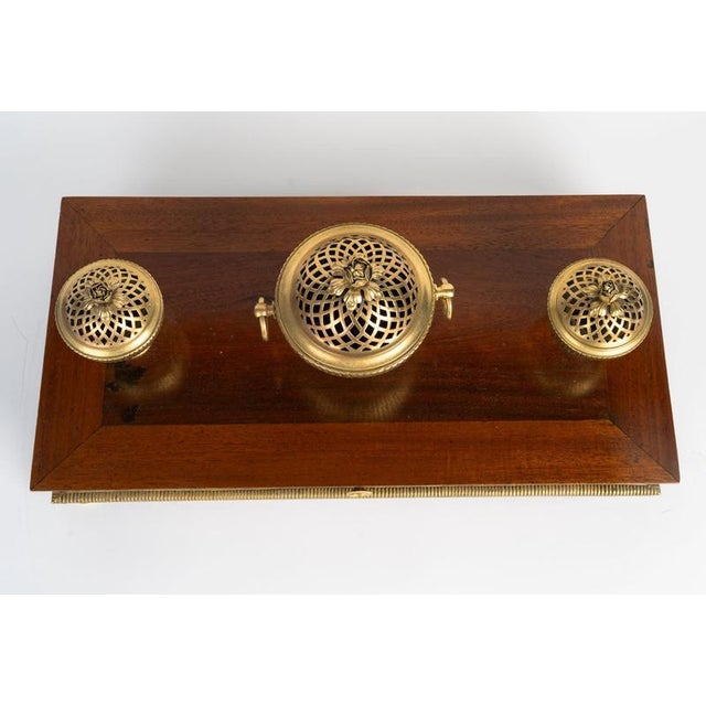 Mahogany and Gilded Bronze Inkwell, 1800s For Sale - Image 5 of 7