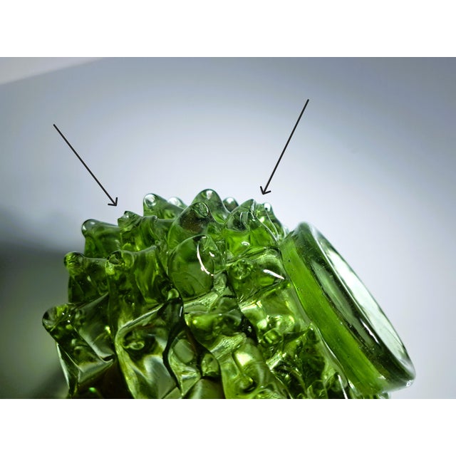 Green Rostrato Murano Glass Basket attributed to Ercole Barovier for Barovier & Toso, 1950s For Sale - Image 4 of 10