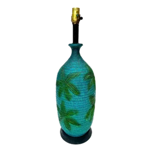 Mid Century Modern Blue & Green Pottery Lamp