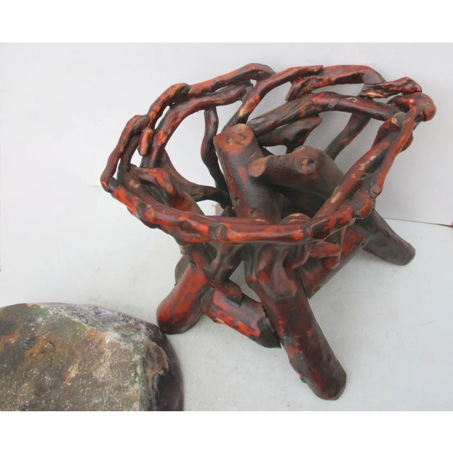 Wood Chinese Fluorite Stone Root Table Circa 1990s For Sale - Image 7 of 12