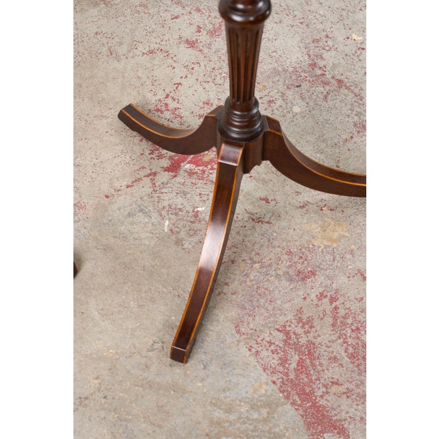 Pair of Scalloped Octagonal Mahogany Wine Tables (C. 1900) For Sale - Image 9 of 10