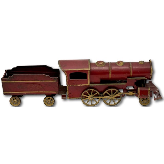 Excellent Large Early 1900s Antique American Pressed Steel Locomotive "Hill Climber" Toy Train - 25 Inches Long For Sale - Image 11 of 18