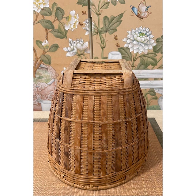 Vintage Tortoise Rattan Wastebasket Chairish