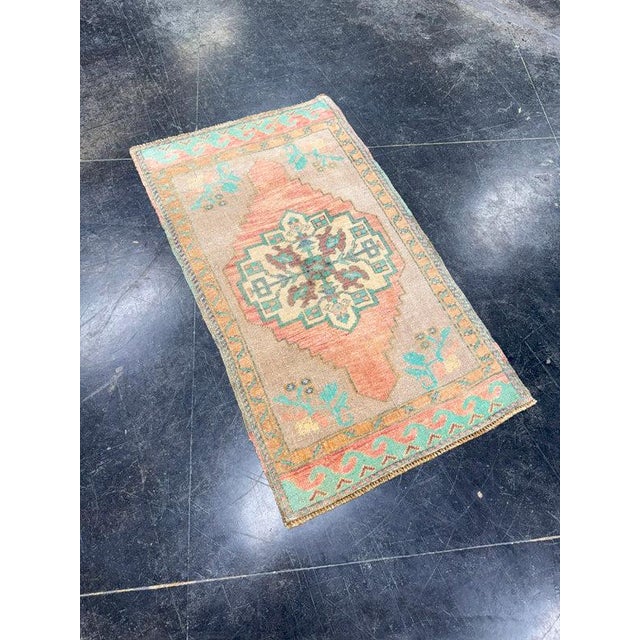 Turkish Mini Rug Oriental Hand Knotted Vintage Rug 1'9" x 3' #17924 For Sale In Houston - Image 6 of 8