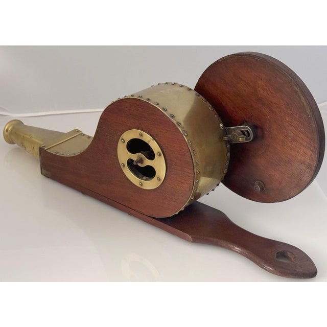 Wood Early 19th Century Georgian Era Mechanical Fire Bellows of Brass and Mahogany From England For Sale - Image 7 of 15
