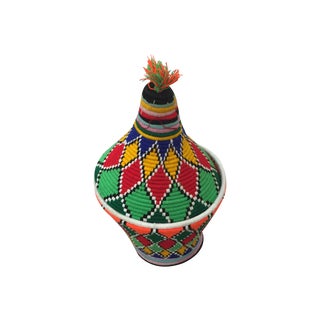 Colorful Moroccan Bread Basket For Sale