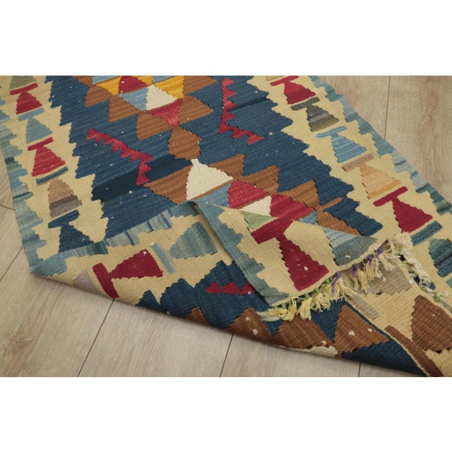 1960s Farmhouse Style Blue Anatolian Cappadocia Kilim Rug For Sale In Sacramento - Image 6 of 13