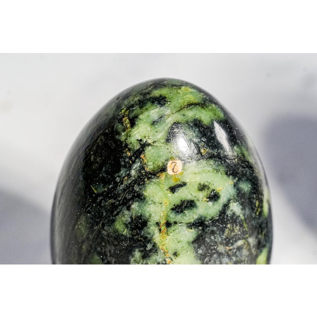 Grand Tour Wonderful Antique Polished Stone Specimen Eggs on Monkey Stands Grand Tour Mineral Collection Pair Home Decor For Sale - Image 3 of 16