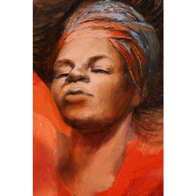 A vibrent expression of movement and Emotion . The paintingdepicts a Woman in an intenssely red , flowing garment ,...