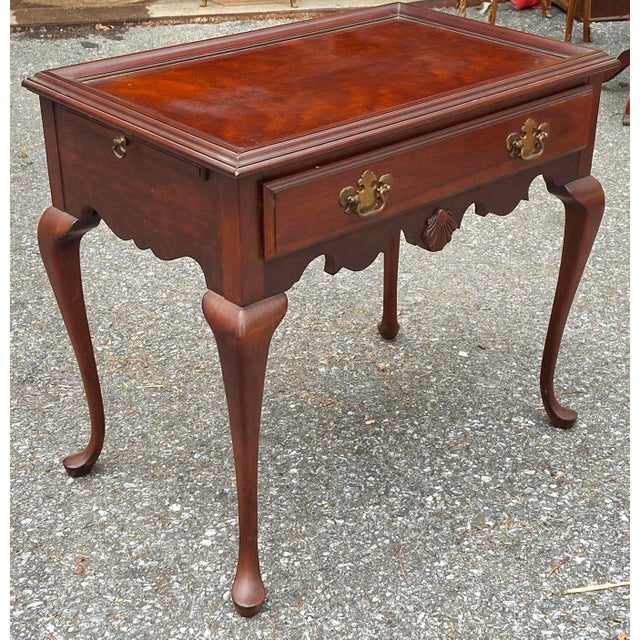 Queen Anne Style Cherry Tea Table With Pull-Out Trays For Sale In Washington DC - Image 6 of 9