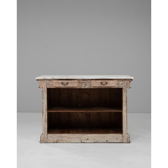 1900s French Wood White Patinated Bar With Marble Top For Sale - Image 14 of 18