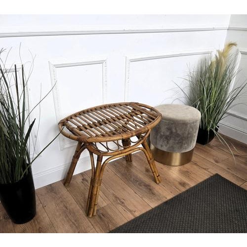1960s Italian Bohemian French Riviera Bamboo Rattan Oval Coffee Table, 1960s For Sale - Image 5 of 10