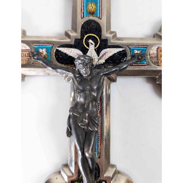 19th Century Italian Micro Mosaic Crucifix House Cross, Vatican Rome For Sale - Image 9 of 17