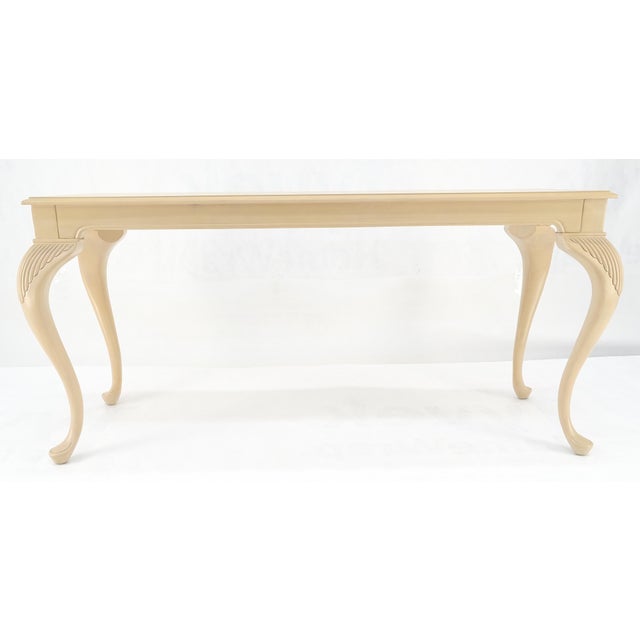 Century Furniture Pickled Cherry Inlaid Cabriole Leg Beige Rectangle Console Sofa Table For Sale - Image 4 of 8