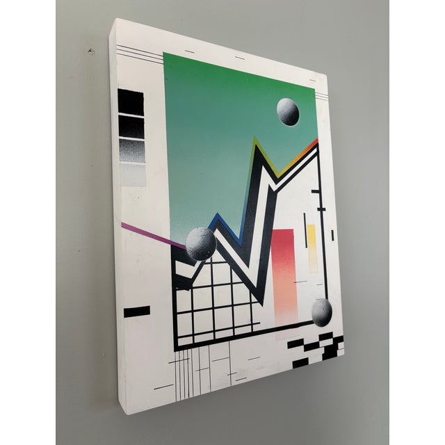 Postmodern Original Postmodern New Wave Hard Edge Graphic Airbrushed Painting For Sale - Image 3 of 9