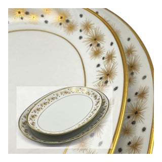 Vintage Mid-Century Modern Edelstein Bavaria Set of Two Oval Platters "Starlight" Pattern For Sale