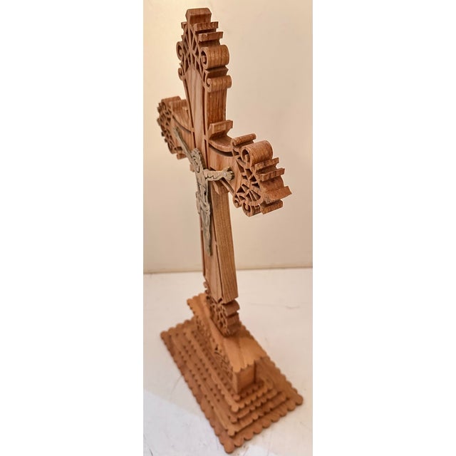 1980s Carved Fretwork Crucifix on Stepped Base For Sale - Image 4 of 10