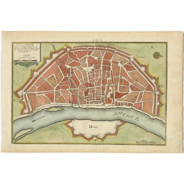 This hand-colored map, titled "Cologne Ville Considerable Situee sur le Bord Occidentale du Rhein Capit. de l'Electorat de...