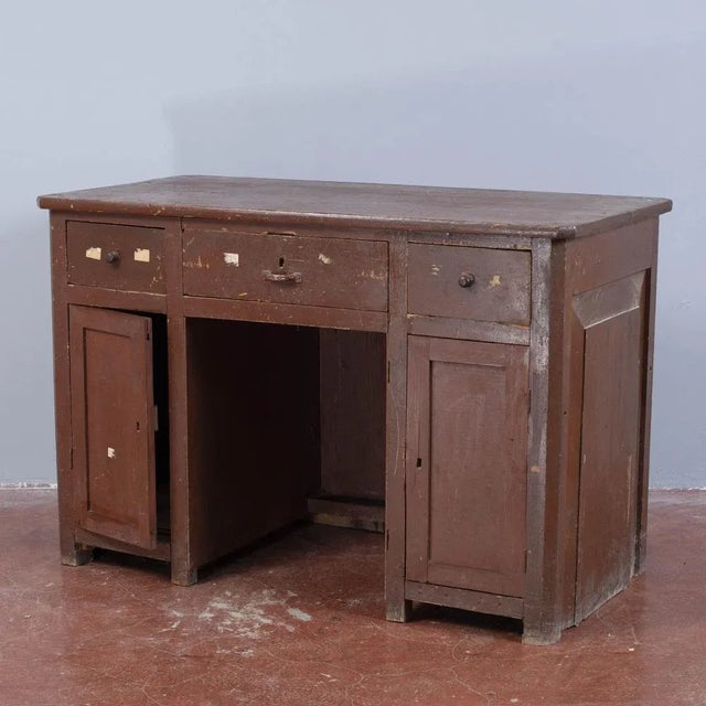 Rustic Vintage Lacquered Fir Desk For Sale - Image 3 of 9