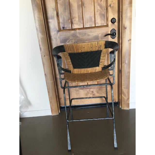 Contemporary Wrought Iron Petal Arm Counter Stool For Sale - Image 3 of 4