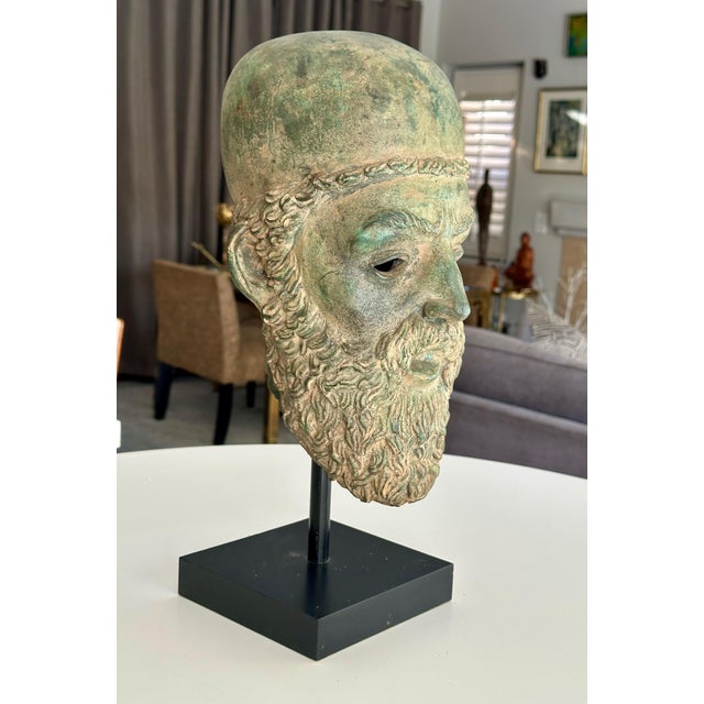 Vintage Patinated Bronze Bust Greek Scholar For Sale - Image 12 of 17