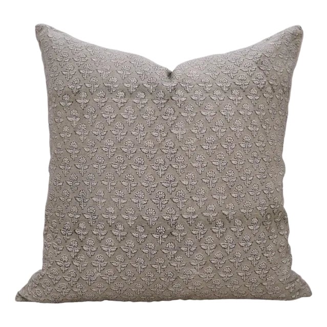 Fabdivine Modern Boho Block Print Pillow Cushion Cover 24x24 Inch- Gul Mohar For Sale