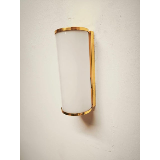 Brass Wall Light with Opal Glass, 1960s For Sale - Image 4 of 9
