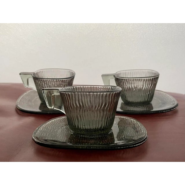 Gray Vintage Grey Textured Expresso Mugs Set- 6 Pieces For Sale - Image 8 of 8