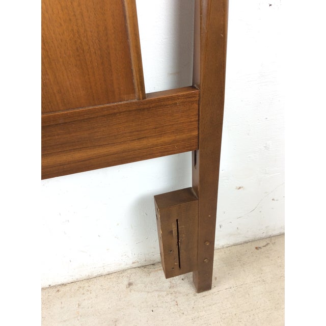 Mid Century Modern Full Size Walnut Headboard With Turned Wood Frame For Sale - Image 12 of 17