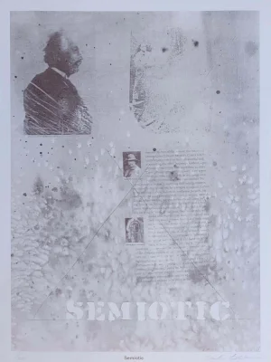 Late 20th Century "Semiotic" Abstract Figurative Numbered Lithograph by Carl Beam