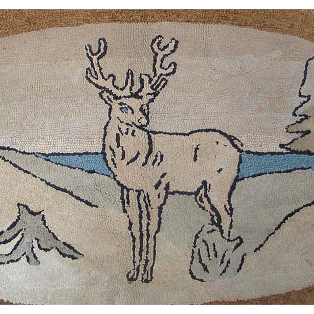 Antique American hooked rug, size: 2'0" x 3'4". 1930s Ivory Beige Cream White American Hooked Antique Wool Floral...