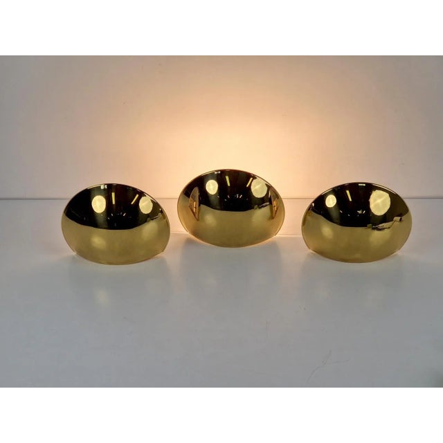 Vintage Half Moon Wall Lamp in Brass, 1980, Set of 3 For Sale - Image 4 of 12