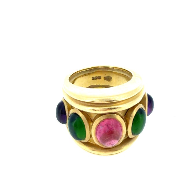 Seidengang 18k Diopside Amethyst & Tourmaline Ring, Size 6.5 For Sale In Las Vegas - Image 6 of 8