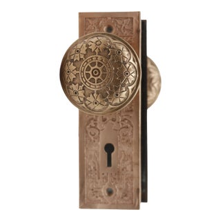 Mid 20th Century Polished Brass Vernacular Passage Door Knob Set For Sale