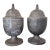 Pair of Solid Black Marble Covered Vessels For Sale