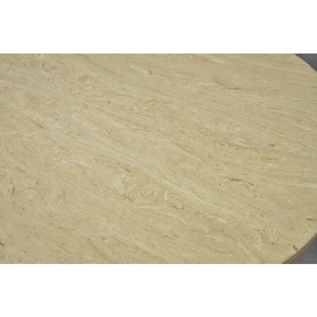 Vintage Mid Century Modern Round Travertine Chrome Steel Pedestal Dining Table For Sale - Image 10 of 18