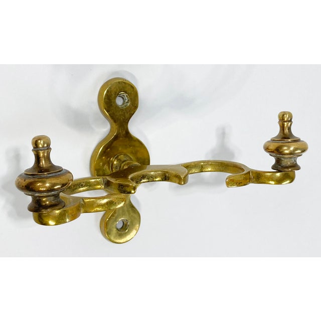 Metal Vintage Art Nouveau Wall Mount Brass Fireplace Tools, Set of 3 For Sale - Image 7 of 9