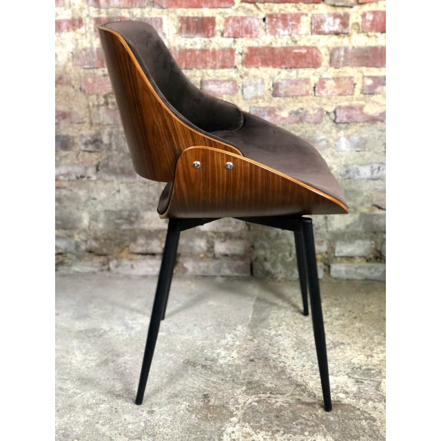 Black Scandinavian Chairs in Wood and Velvet, 2000s, Set of 6 For Sale - Image 8 of 12