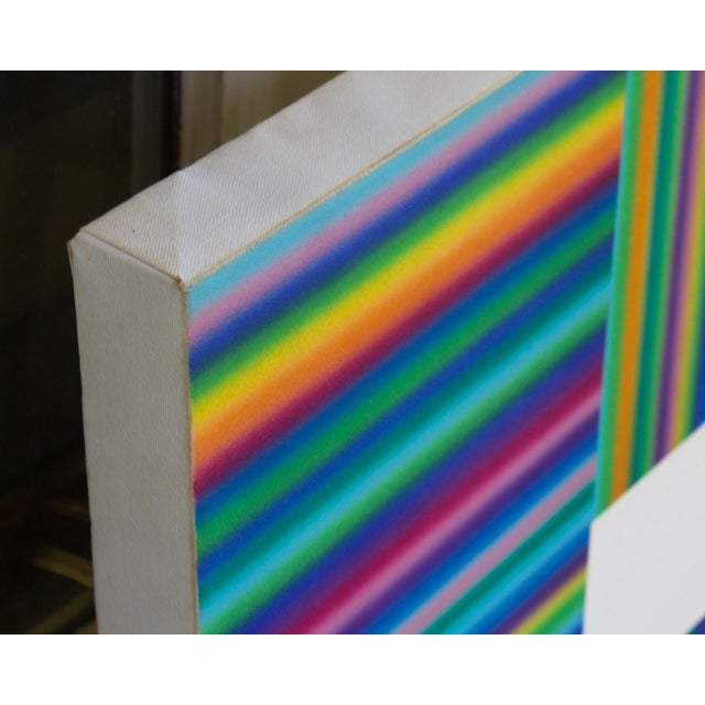 Abstract 1974 “Open” Acrylic on Canvas Airbrush Painting Signed by Artist Steve Redman For Sale - Image 3 of 8