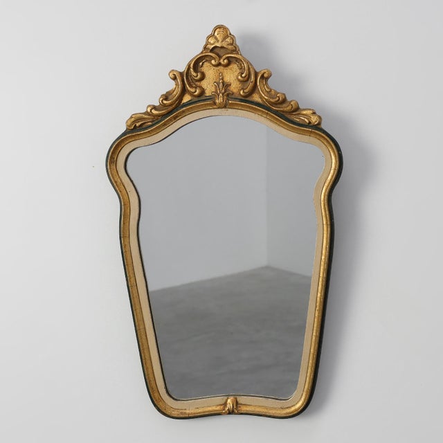 Louis XV Small Green and Cream Gilt Mirror, Italy, 1950s For Sale - Image 11 of 11