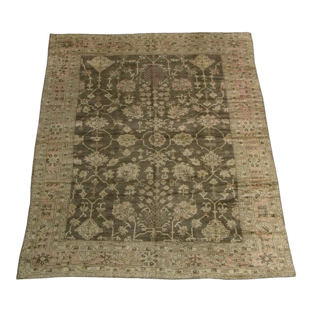 Late 19th Century Tribal Turkish Oushak Rug For Sale