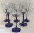Glass Vintage Blue Stem Crystal Wine Glasses - Set of 6 For Sale - Image 7 of 7