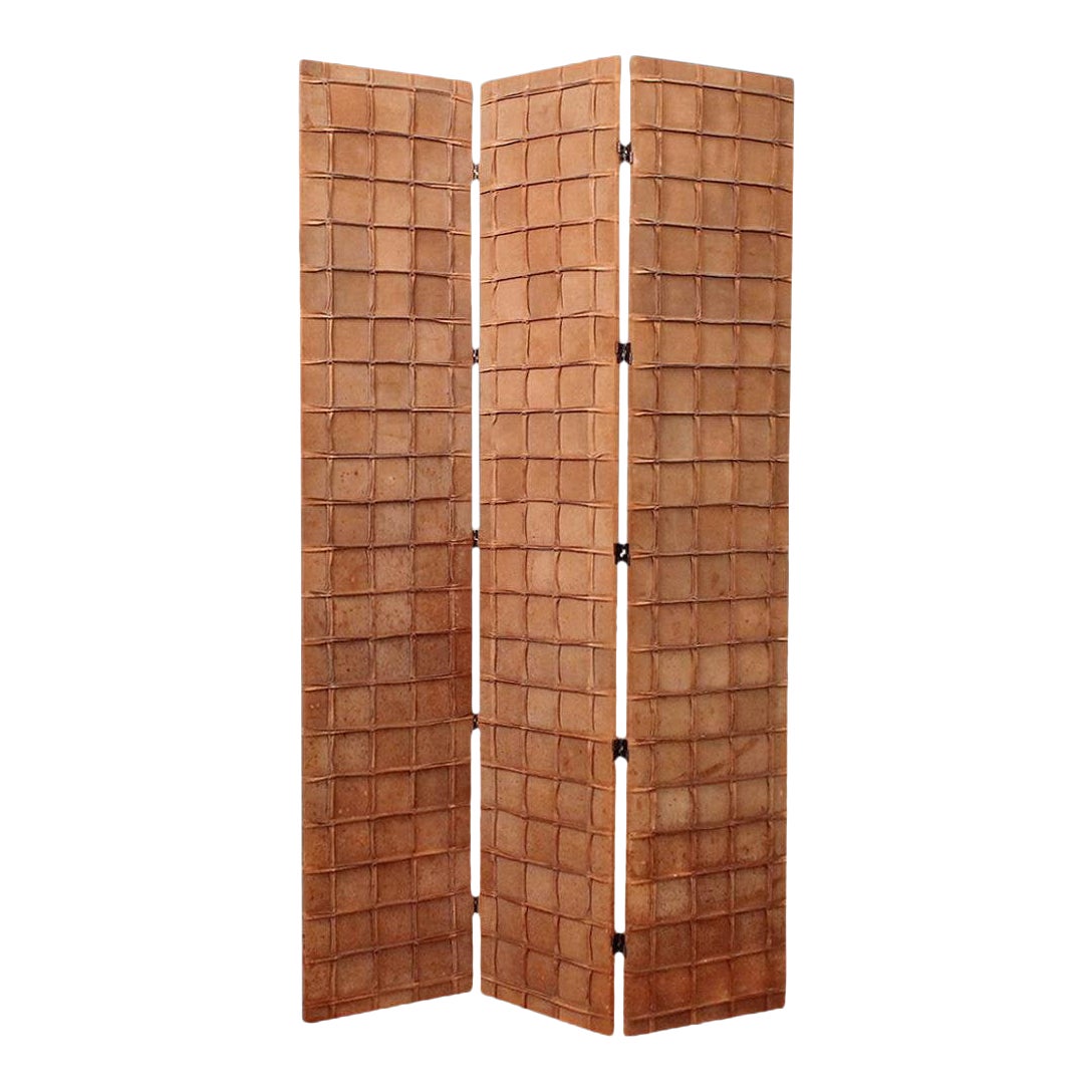 1970s Suede Room Divider Screen | Chairish