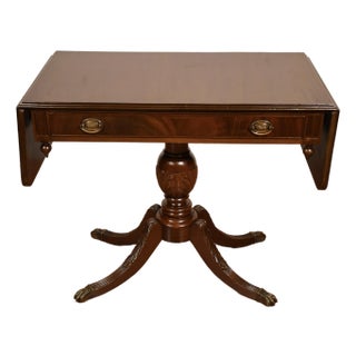 1930s English Regency Style Mahogany Drop-Leaf Pembroke Table / Sofa Table For Sale
