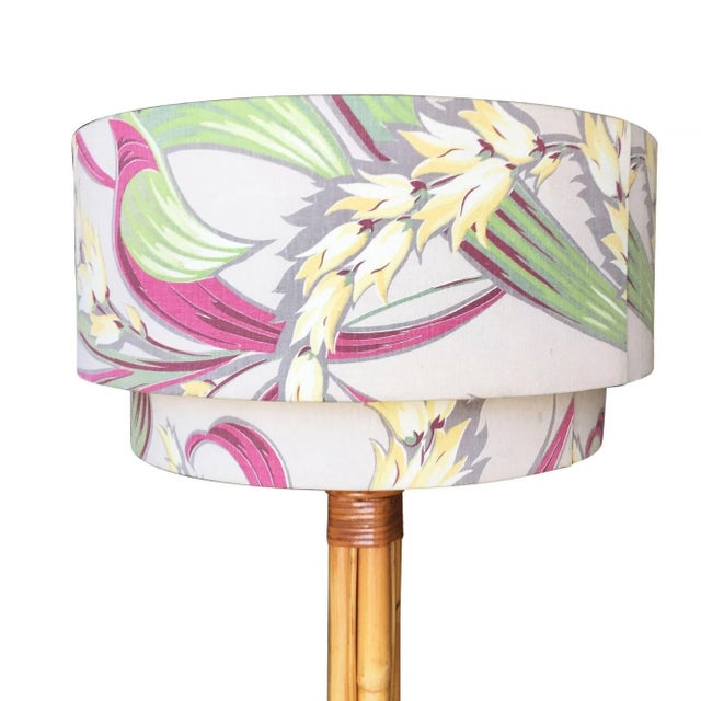 Wood Restored Rattan & Mahogany Pole Floor Lamp For Sale - Image 7 of 8