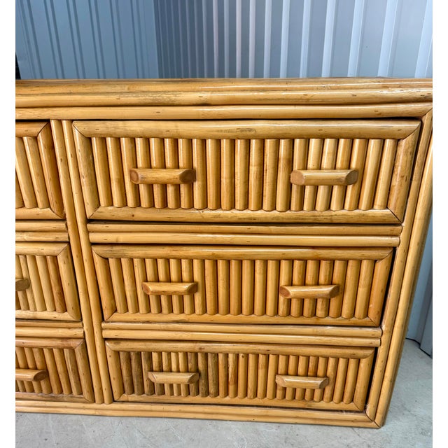 Mid-Century Modern 1970s Natural Stacked Rattan 9-Drawer Lowboy by Turtle and Crane - Gabriella Crespi Style For Sale - Image 3 of 12