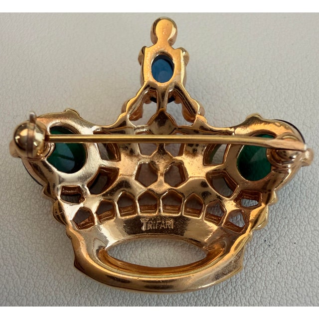 Alfred Philippe for Trifari, Crown Trifari gold tone crown form brooch from the coronation inspired crown series, designed...