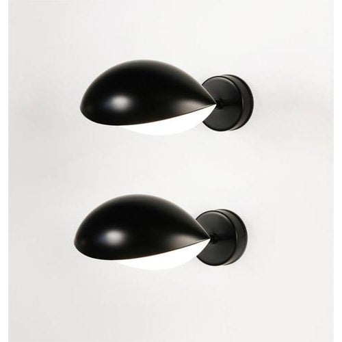 Mid-Century Modern Black Eye Sconce Wall Lamps by Serge Mouille, Set of 2 For Sale - Image 3 of 8